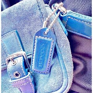 COACH blue suede crossbody excellent used condition - mint hardware and details